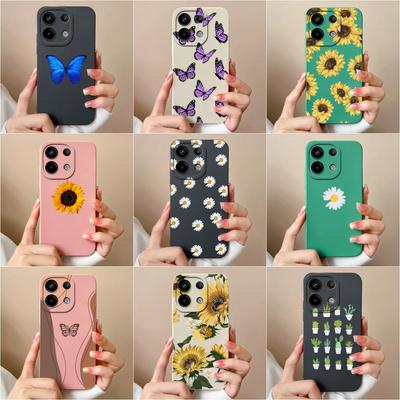 Schutzhülle für Xiaomi Redmi Note 13 Pro 13 A3 4G 13R Turbo 3 5G Hübsche Gänseblümchen Sonnenblume Mattes Flüssigsilikon Anti-Drop Luxus Bumper Gehäuse für Redmi