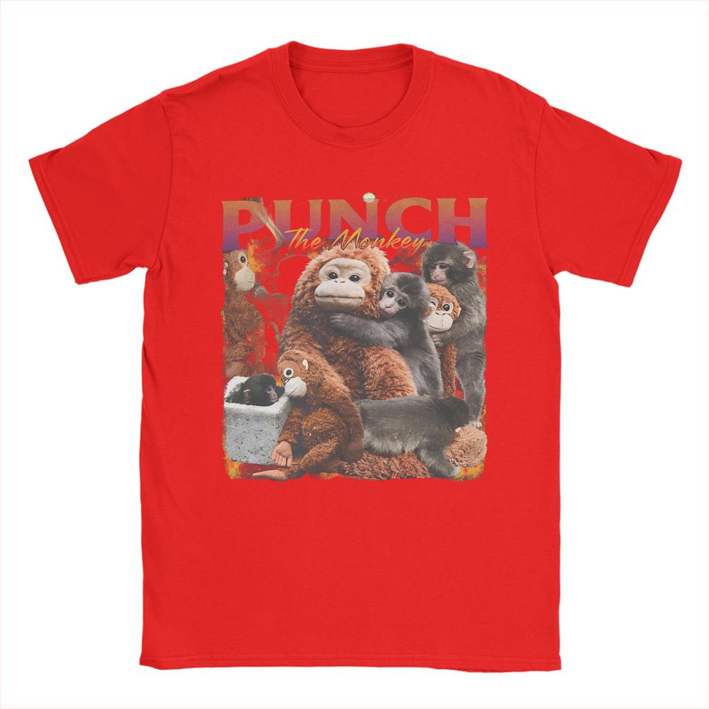 Monkey Punch Baby Monkey Holding Toy Graphic T Shirt Men Women 100 Cotton Tee Shirt Clothes
