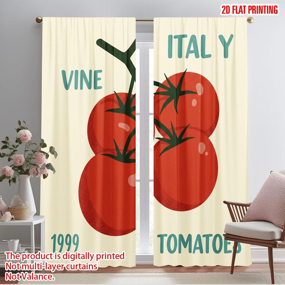 

2pcs 2D flat printing Scene Curtain Italian Vine Tomatoes 1999 Polyester Without Electricity Party Decorations Use for Holiday 52.50×116.00 CM 2pcs