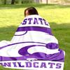 Koc flanelowo-polarowy w stylu sportowym Kansas State Wildcats, przytulny i ciepły koc narzutowy na sofę, łóżko, do podróży, do użytku przez cały rok