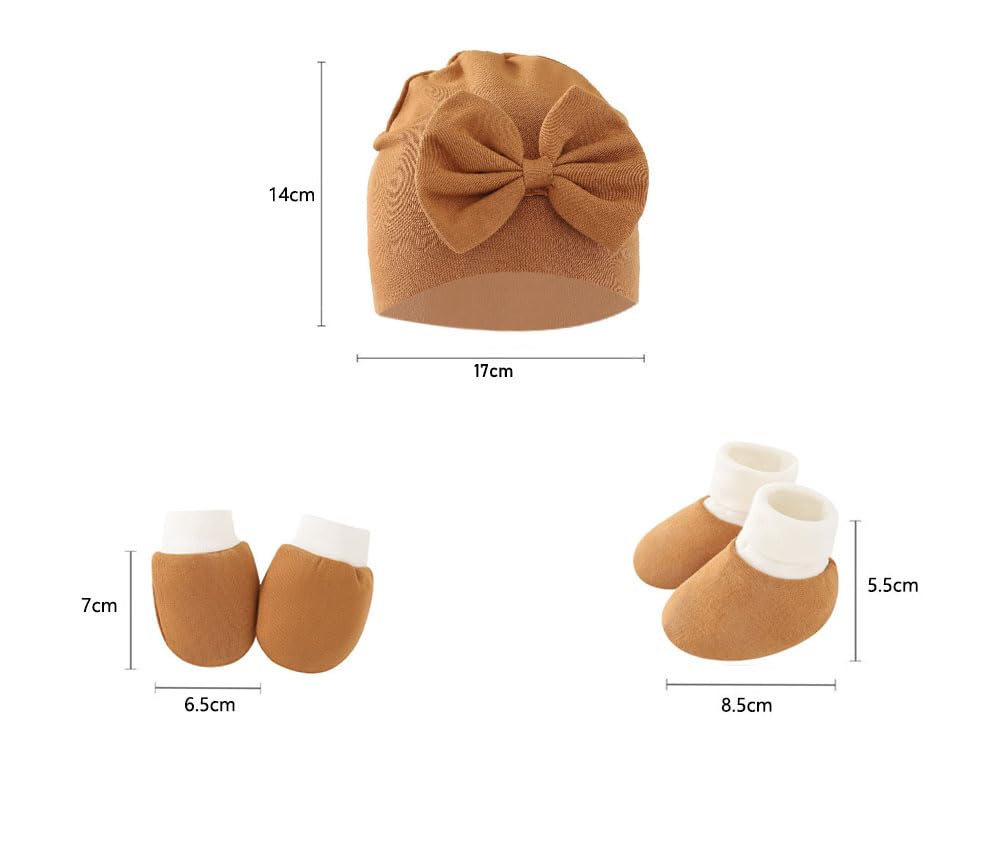 Set Baby Warm 3-Piece Gloves, Socks, Hat, Newborn, Cotton, Anti-Scratch, Toddler,