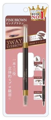 Pico Monte Japan DE 3WAY Eyebrow Pink Brown3way 3 Functions Integrated 3in1 Eyebrow Pencil & Powder & Brush Beautiful Eyebrows Soft Natural 3D