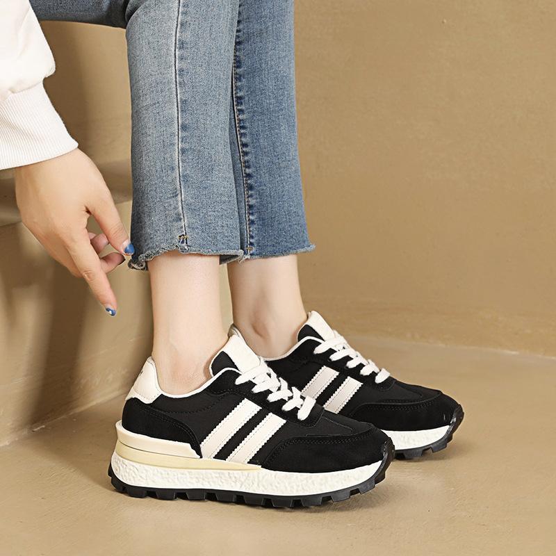 Soft leather dad shoes women's 2025 autumn new thick-soled casual height-increasing Forrest Gump shoes lightweight and versatile women's sneakers