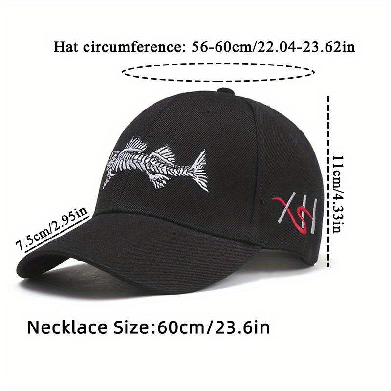 2pcs Men's Baseball Cap Necklace Set Embroidered Fish Sun Hat Casual Duck Tongue Cap Eagle Style Pendant Necklace Couple Camouflage Military Cap