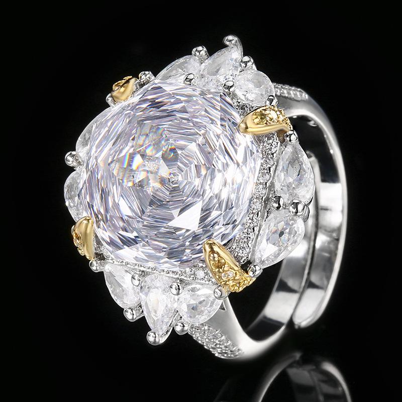 Product Jewelry Copper Bottom Gold Plated Rose Cut Light Luxury Set Female Main Stone 14Mm