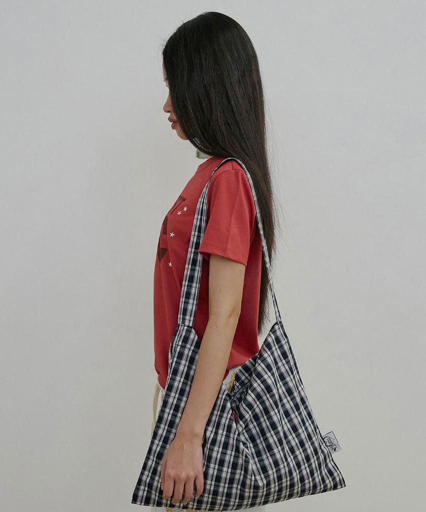 Sculptor Button Eco Bag Blue Check