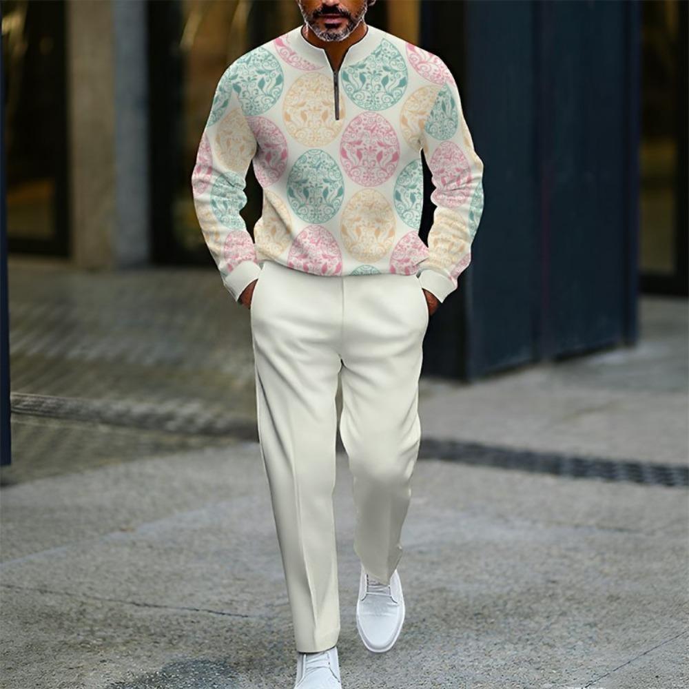 

Весенне-осенние модные мужские комплекты с 3D-принтом, мужская повседневная спортивная одежда из двух предметов с воротником-стойкой на молнии XXXL