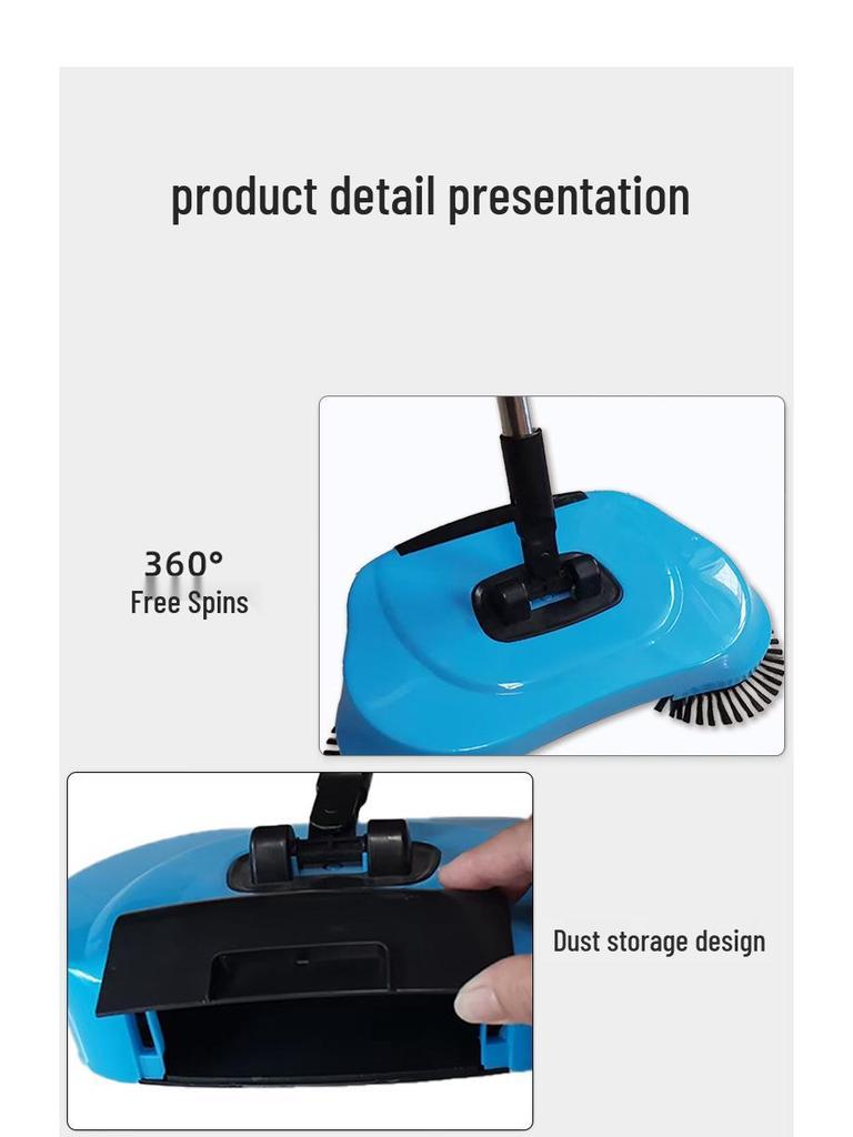 All-in-One Manual Sweeper: Push-Type Broom with Suction & Mopping for Household Cleaning