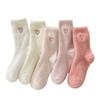 Female Autumn and Winter Warm and Thick Love Embroidered Sleeping Floor In Tube Socks