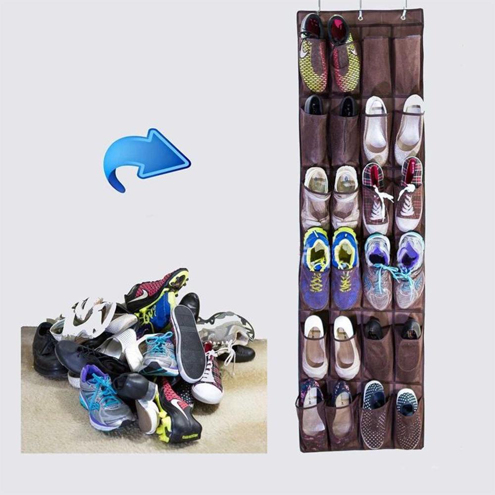 24 Pocket Shoe Space Door Hanging Organizer Rack Wall Bag Storage Closet Holder
