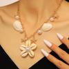 Summer Vacation Beach Party Pendant Necklace European American Cross-Border Floral Starfish Scallop Niche Versatile Women Neck Jewelry