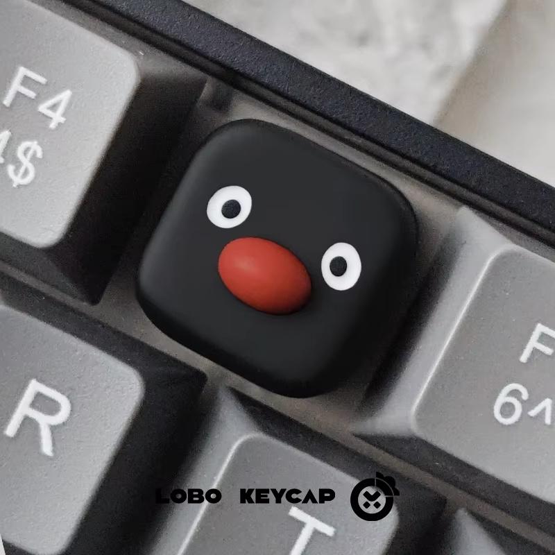Kawaii Penguin Action Figures Anime Resin Keycap Creative Design Mechanical Keyboard Accessory Esc Key Replacement Fun Ornament