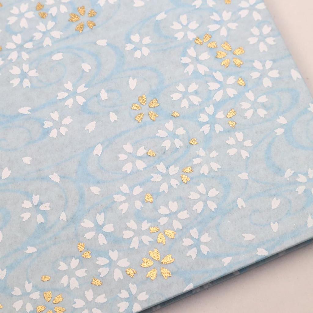 Kyoto Goryakudo Goshuin Goshuin Cherry Blossom Blizzard On Kanze Water Holder, Double-page Size, Book, Pocket, Paper-cutting (No Cover, (Light Blue))