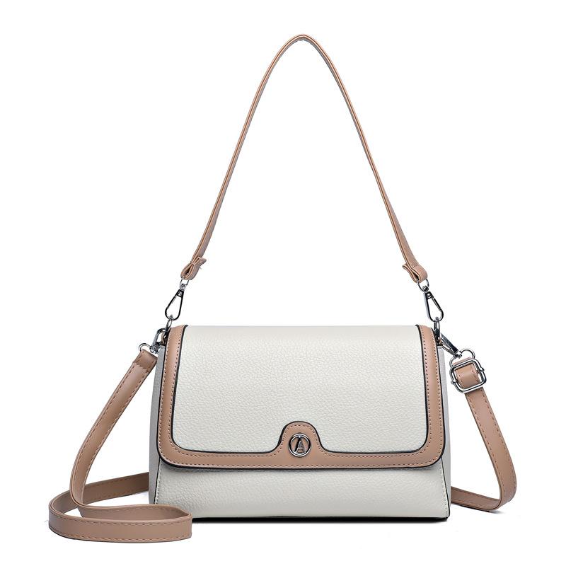 

Женская сумка Контрастного цвета Сумка через плечо Мягкая кожа Ручная На плечо бежевый