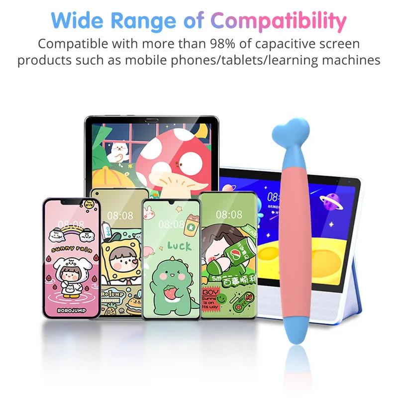 Cute Touch Screen Silicone Stylus for Kids Writing Drawing Pen Compatible with iPad Phone Tablet