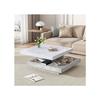 Table Basse - MUVOE - Double Plateau Pivotant - Blanc - Marbré - 70x70cm
