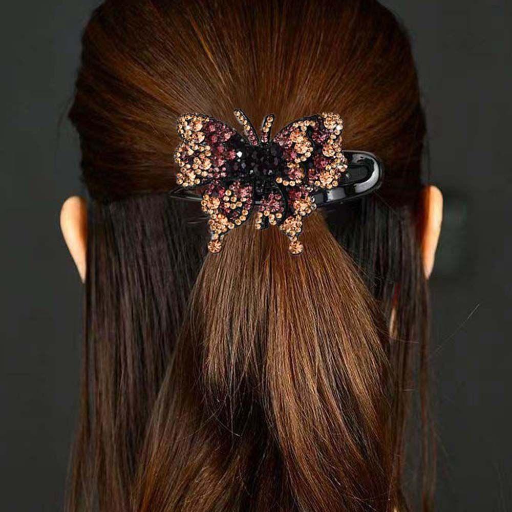 Rhinestone Colorful Butterfly Hair Accessories Duckbill Clip Korean Style Hair Clip Women Hair Claw