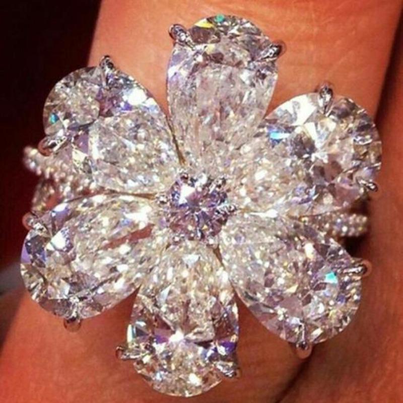 Damen-Legierungsring, modisch, für Damen, Hochzeit, bunte Blumen-Statement