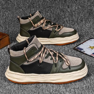 Nowe wysokie góry wulkanizowane trampki buty moda męska buty w stylu brytyjskim męskie buty w stylu ulicznym męski trend platforma zewnętrzna płócienne buty męskie