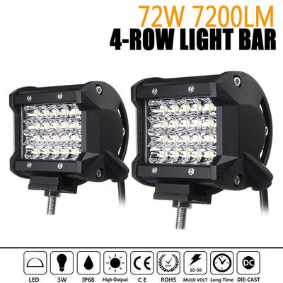 2x 4 Inch Quad Row LED Work Light Spotlight Off-road Driving Fog Lamp Truck Boat