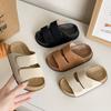 Pantuflas Gruesas de Moda para Niños, Calzado de Exterior con Cierres de Velcro, Sandalias para Niñas con Dedos al Aire, Zapatos de Estilo Bohemio