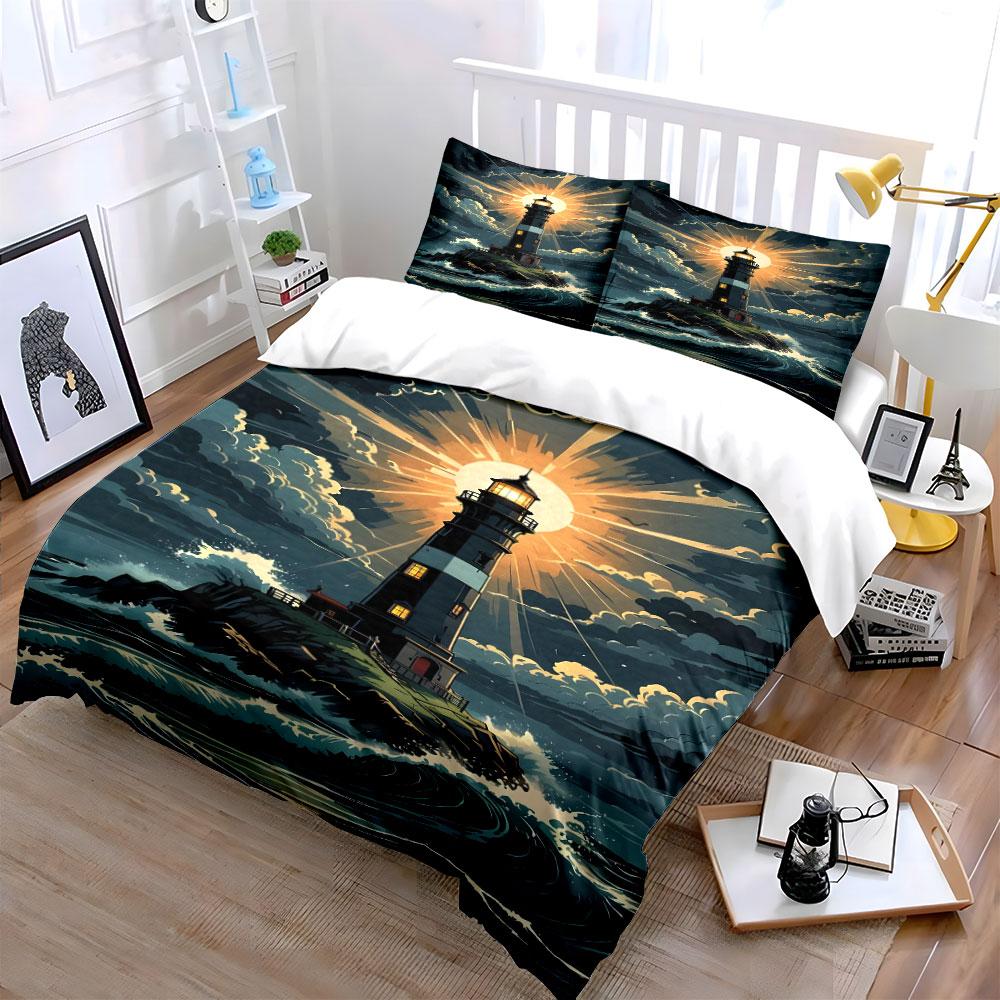"Radiant lighthouse serenity." Bedding sets Duvet covers Pillowcases(1* Duvet Cover 2* Pillowcases without duvet insert)