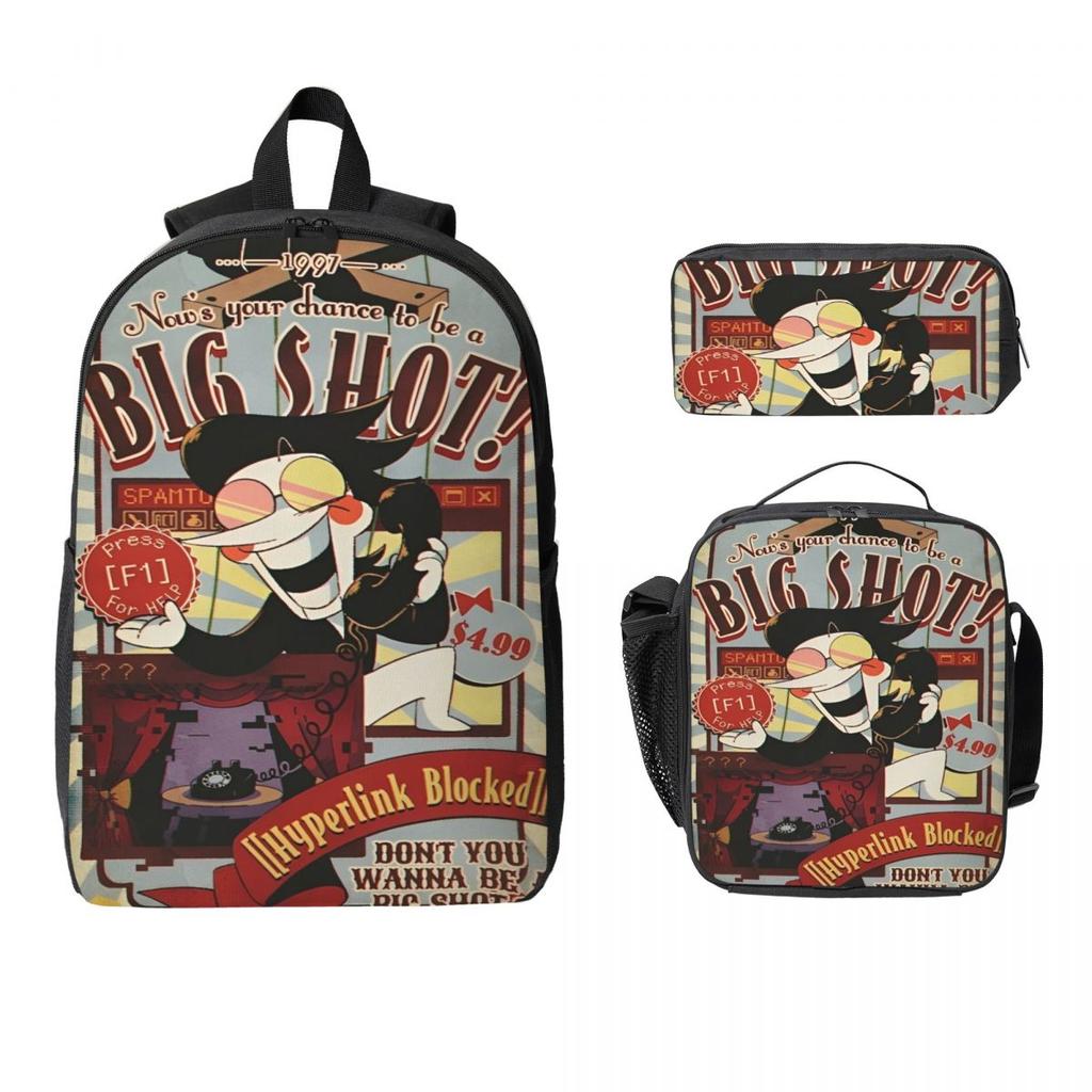 3Pcs Deltarune Video Game Backpack Set for Girls Boys Pen Bags Bookbag Sets with Lunch Box For School Students Knapsack