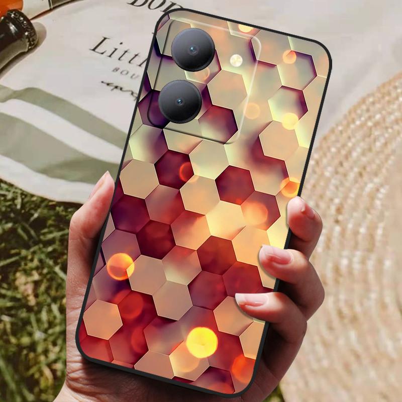 Para Capa Vivo Y36 5G Capa Preta À Prova de Choque Silicone Macio Capas Traseiras Para Vivo Y36 4G V2247 Capa de Telefone Y 36 5G Capa Leão Lobo