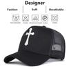 Unisex Cross Embroidery Baseball Net Caps Spring Summer Outdoor Adjustable Casual Hats Dad Hat Sunscreen Hat