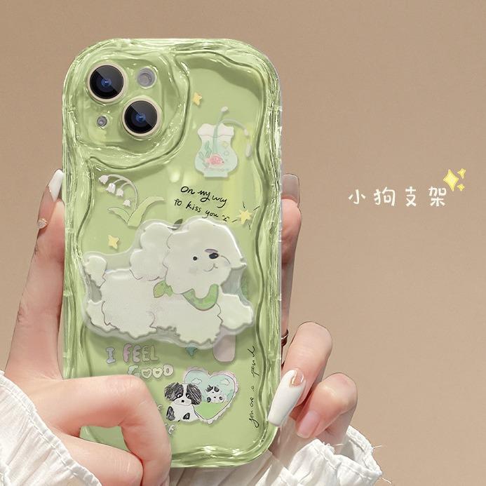 Applicable To Apple 11promax Mobile Phone Case Iphone11 Summer Fresh Puppy Bracket Chain Transparent Silicone Female