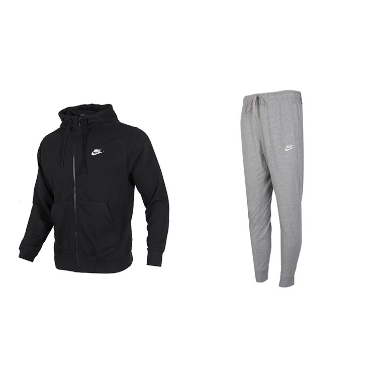 

Nike Повседневный спортивный костюм, черная куртка, серые повседневные брюки, мужской костюм BV2649-010+BV2763-063 M