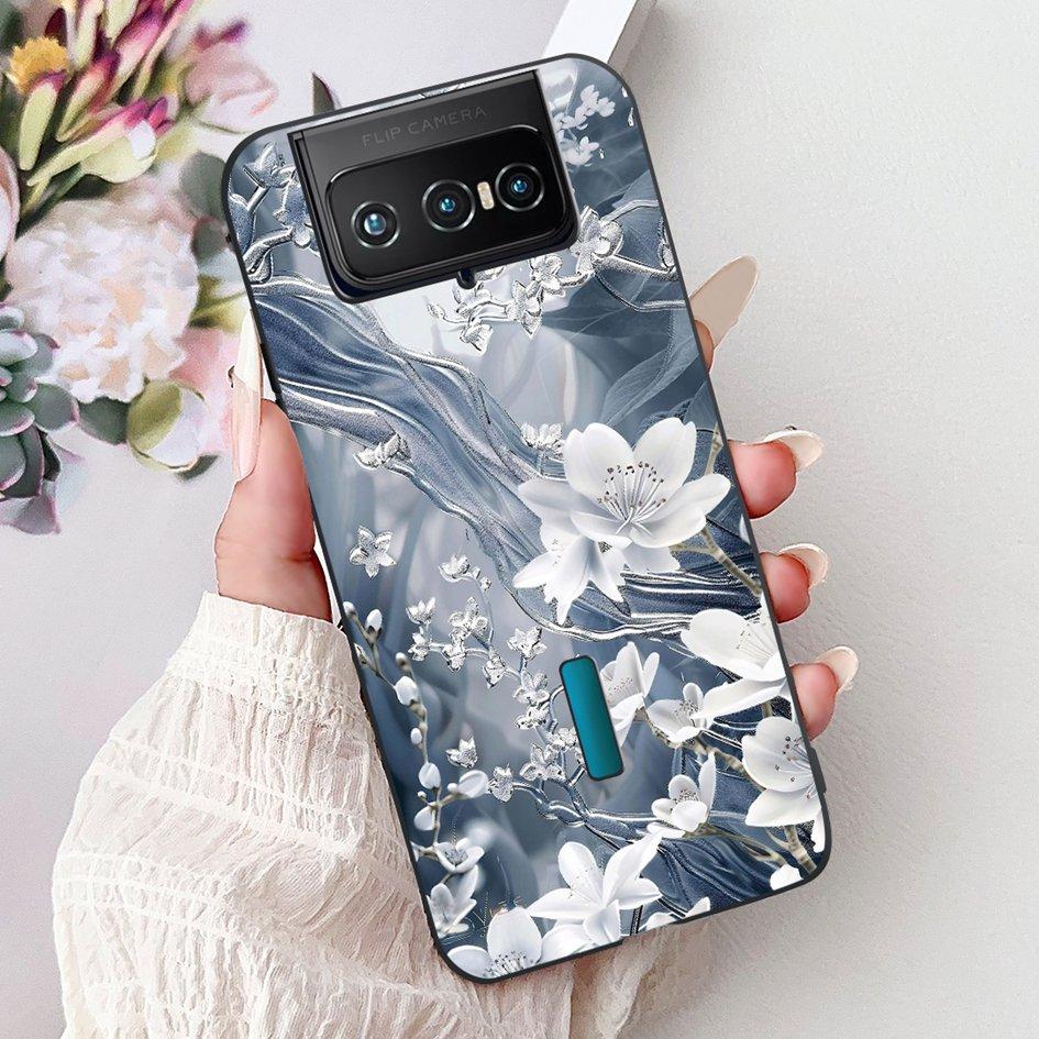 For Asus Zenfone 7 ZS670KS Case I002D Popular Flower Soft Black Silicone Phone Cover For Zenfone 7 Pro ZS671KS Funda I002DD Capa