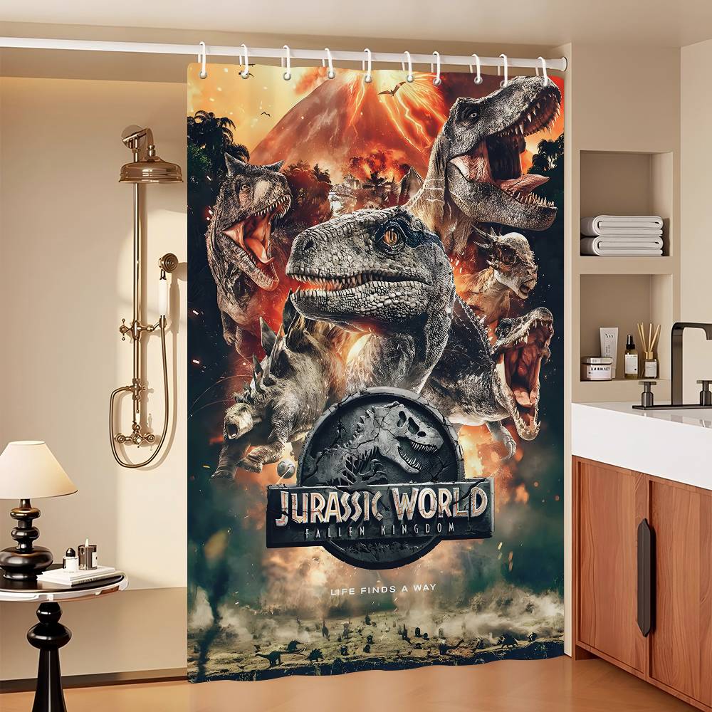Movie Jurassic Park Dinosaur World Modern Simple Shower Curtain Bathroom Decorative Polyster Shower Curtain with Hook