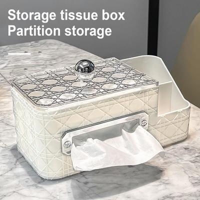 Quadratische Taschentuchbox Taschentuchbehälter Transparenter Taschentuchboxhalter mit Aufbewahrungsfach Deckel für Anti-Oxidation Feuchtigkeitsdicht