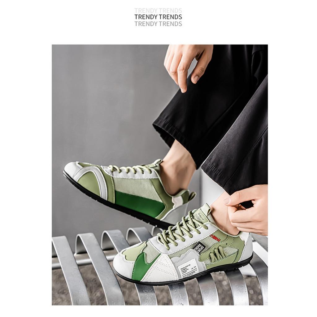 Men's Breathable Casual Sports Shoes - Comfortable Lace Up Shoes, Durable Fabric Upper and Stylish Contrasting Colors, Outdoor Activities