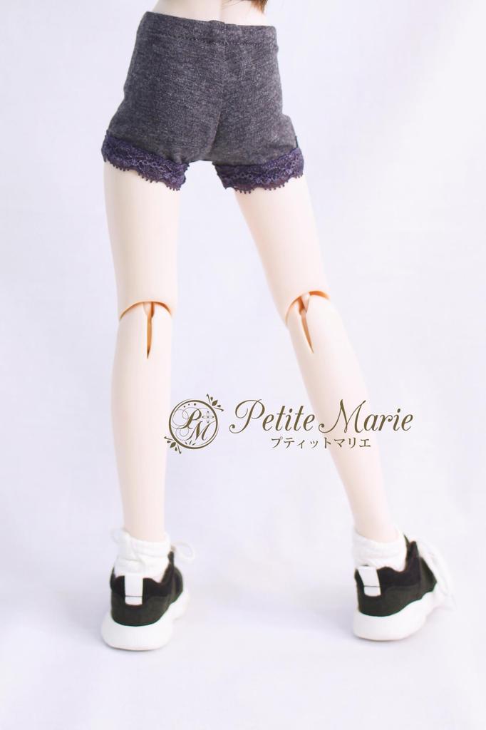 [Petite Marie] 13 MDD Compatible, 1-Minute Length, Lace-Trimmed Leggings, Dark Gray, Spats, Fitness Pants, Daily Pants, Casual Pants, 40cm Doll, BJD,