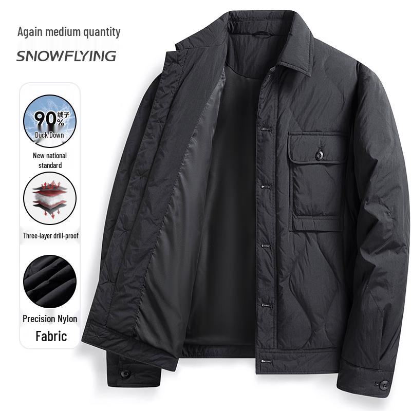 Men s 90% Duck Down Lapel Puffer Jacket 2XL чёрный
