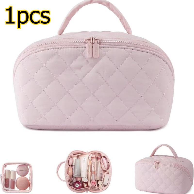 

1pcs Large-Capacity Handheld Portable Makeup Bag Outdoor Travel Toiletry Organizer Pouch Cosmetic and Skincare Storage Bag рожевий