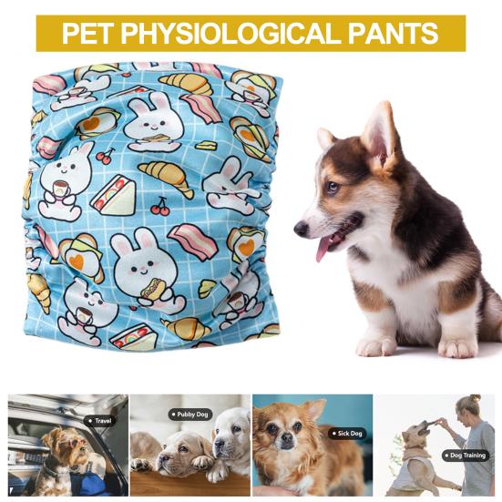 Dog Diaper Wraps Absorbent Waterproof Comfortable Printed Pattern Fastener Tape Breathable Pet Physiological Pants
