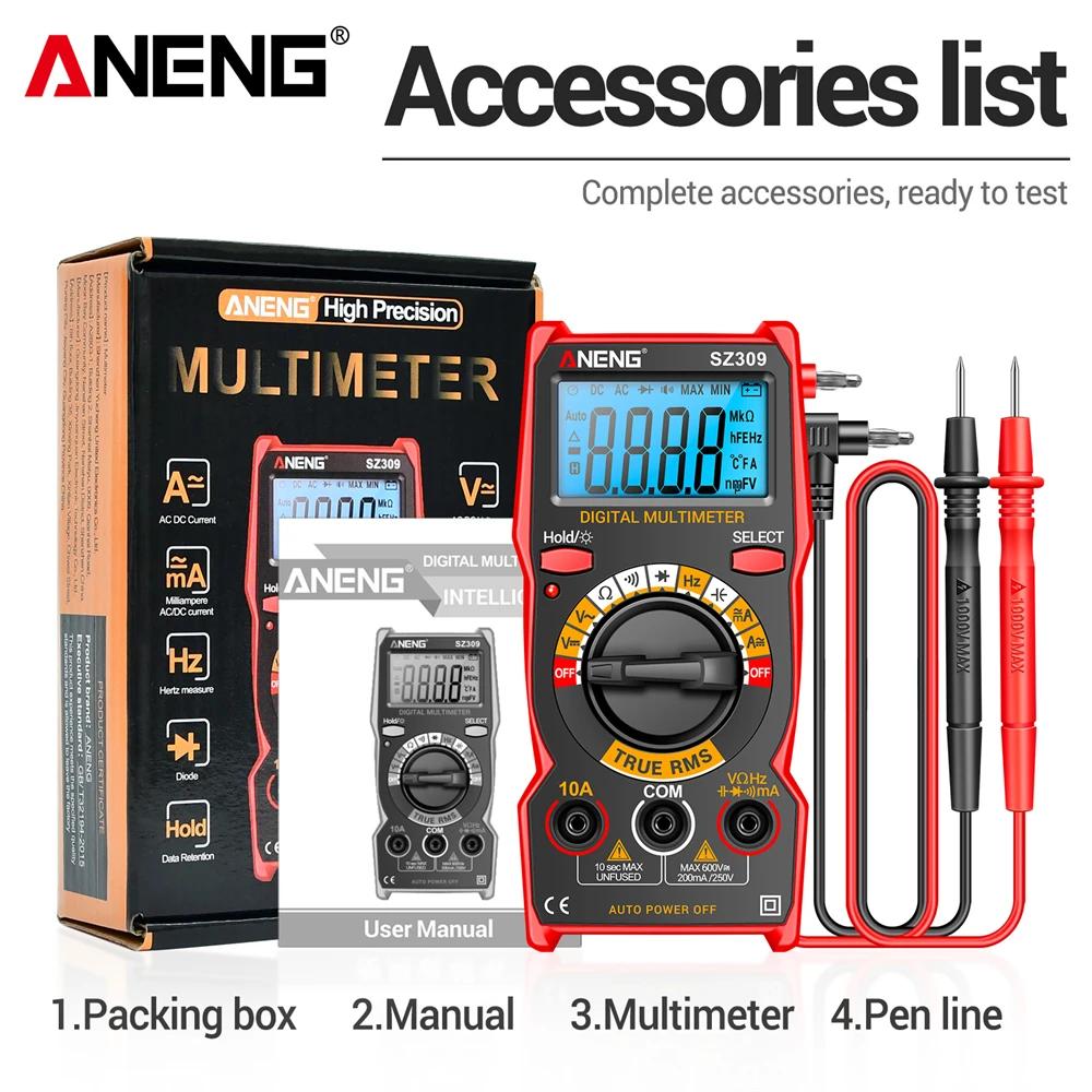 ANENG SZ309 Smart Multimeter 1999 Count Voltage Meter Multimetro Easy To Cary Tools Digital Professional High Precision AC/DC
