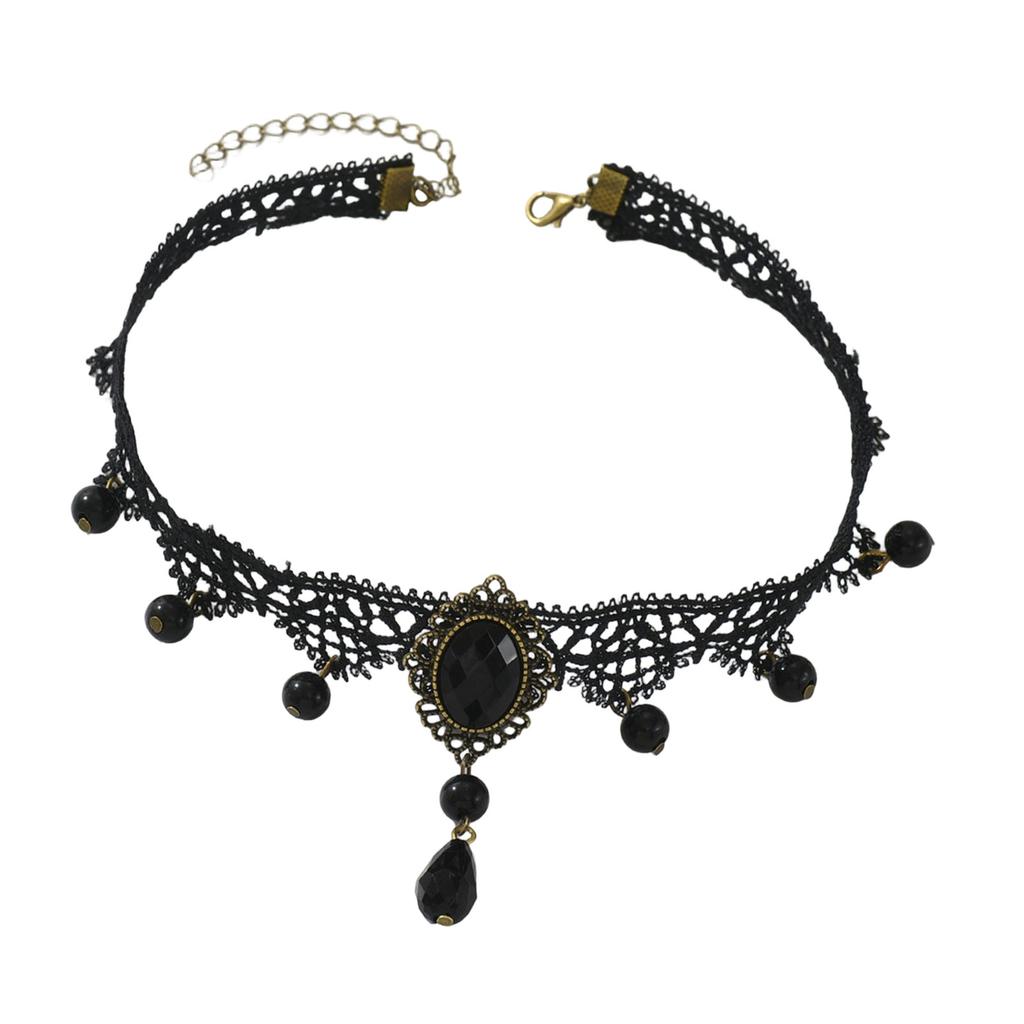 Dark Romance Gothic Lace Necklace Adornment Sturdy Chokers Neckchain Adornment for Fashion Enthusiasts