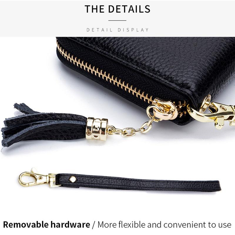Genuine Leather Women's Wallet RFID Blocking Women Card Holder Luxury Cowhide Long Zipper Wallets Fashion Phone Bag Coin Purse