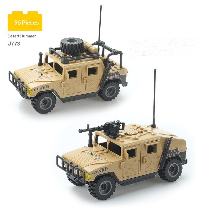 Compatible Children Assemble Model Car Off Road Jeep Assemble Toy Hummer Car Boy Military Building Block Gift