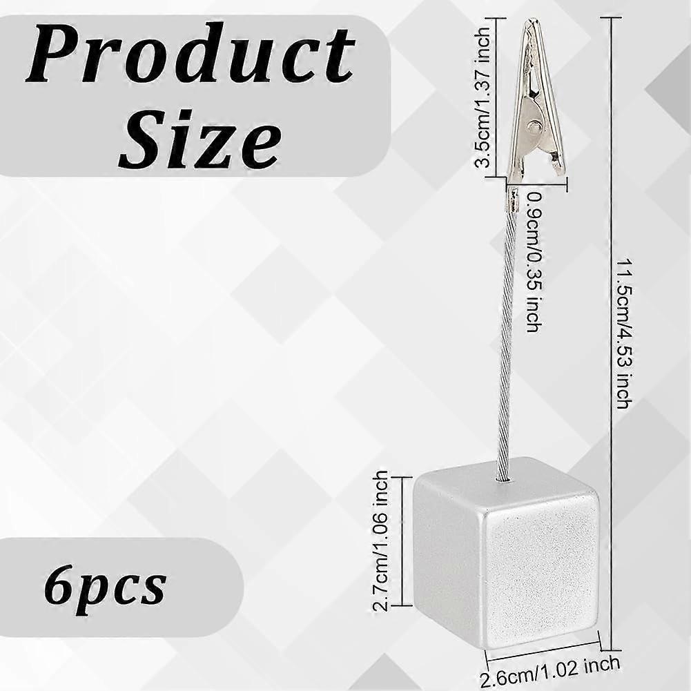 Square Base Resin Memo Holders with Steel Wires & Iron Alligator Clip Silver 115mm