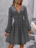 Asymmetric Neck Lantern Sleeve Ruffle Waist Dress