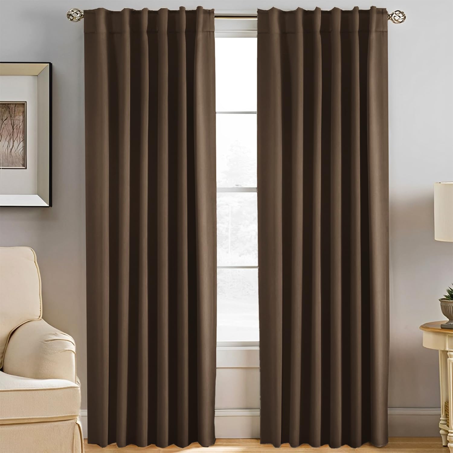 

Blackout Set of Blocks Over of Provides Thermal Cold and Solid Color 100cm Wide x 178cm Curtains, 2, 99.9% Light, Insulation, Protection,