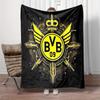 Soft Fleece Blanket Borussia Dortmund BVB 09 Cyberpunk Crest Yellow Black Crown Wings Mechanical Gears Circuit Board Black Art Gift