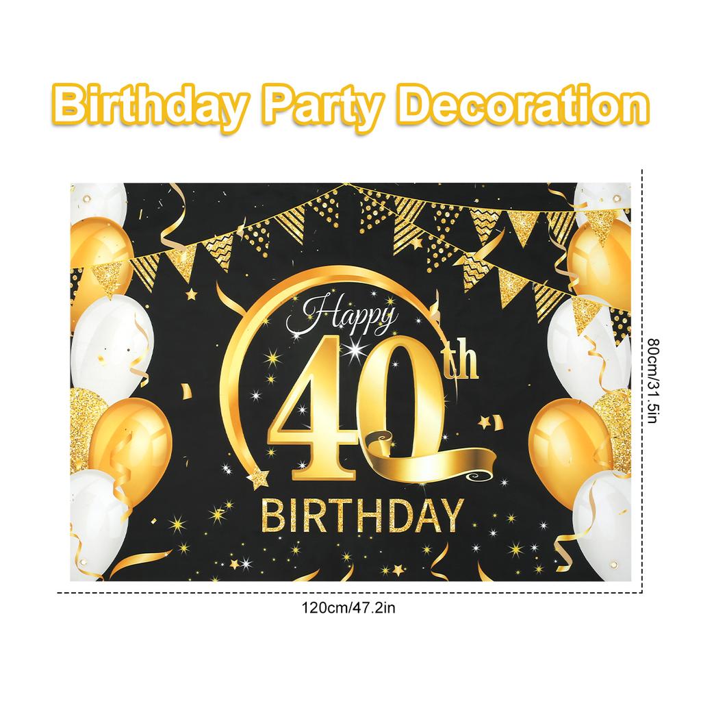 30-80 Old Birthday Background Decor Birthday Banner Hanging Poster Flag 50th 60th 70th Latex Balloon Bunting Garland Anniversary