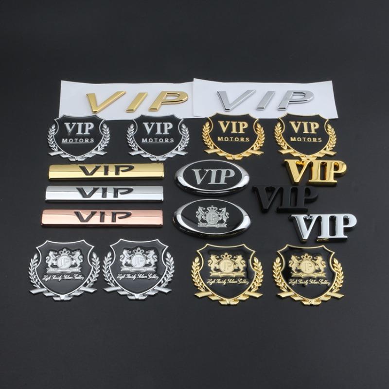 New Personalized VIP Car Logo Car VIP Word Logo Side Logo Decorative Sticker Modified Metal Tail Logo JP Car Sticker