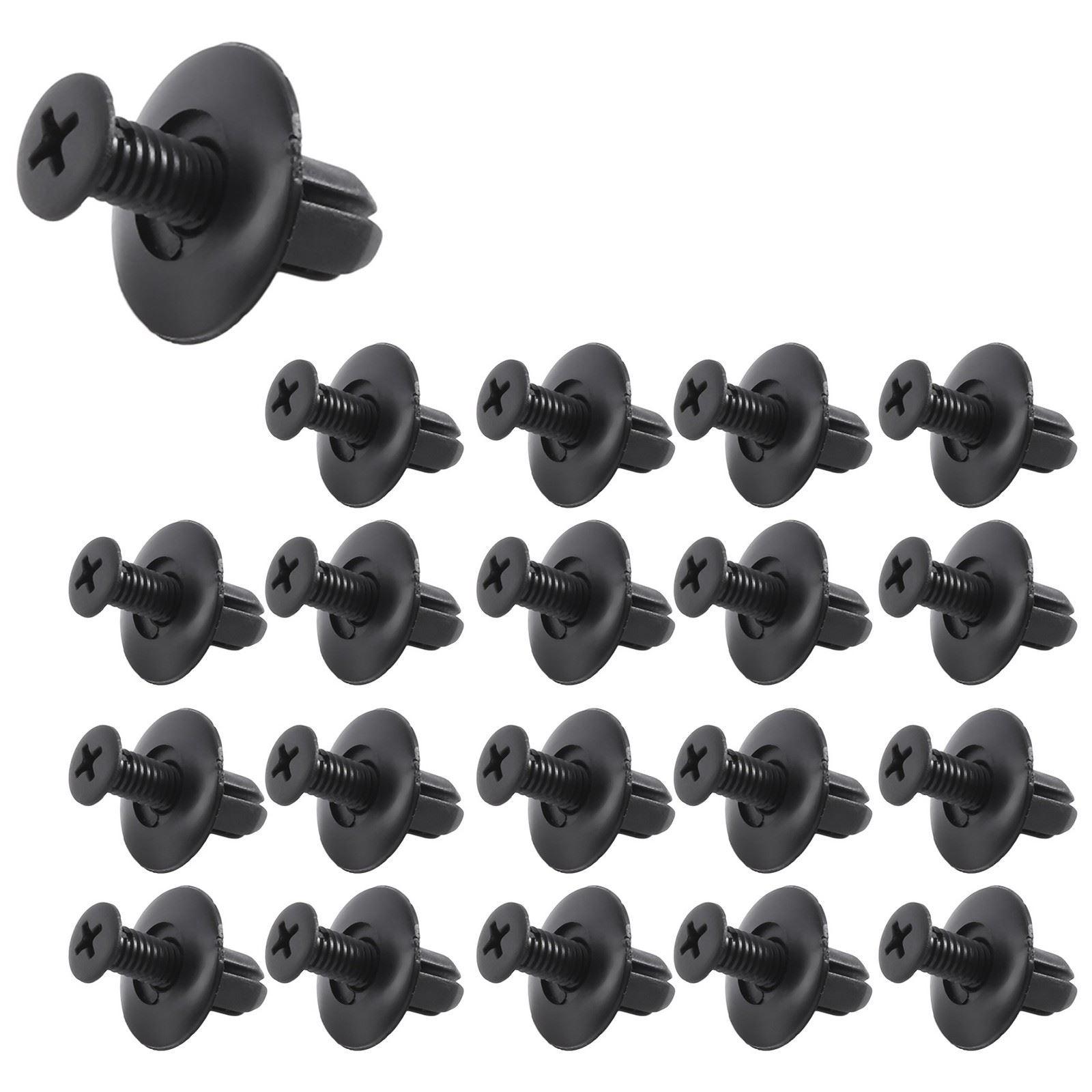 20 Pcs 8mm Hole Push in Expanding Screw Panel Clips Plastic Rivet Black
